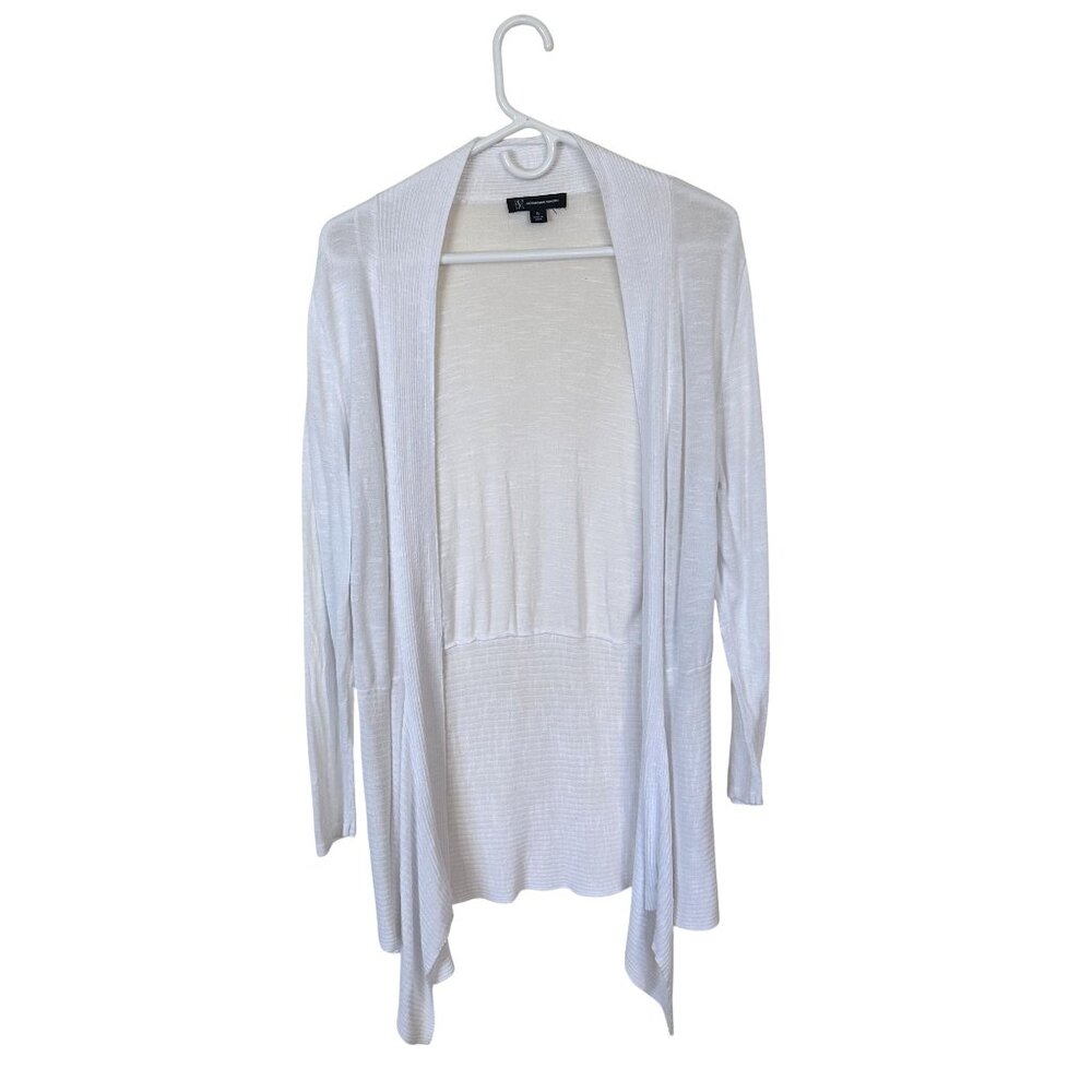 INC Womens White Cardigan Sweater XL Rayon Lightweight Open Front